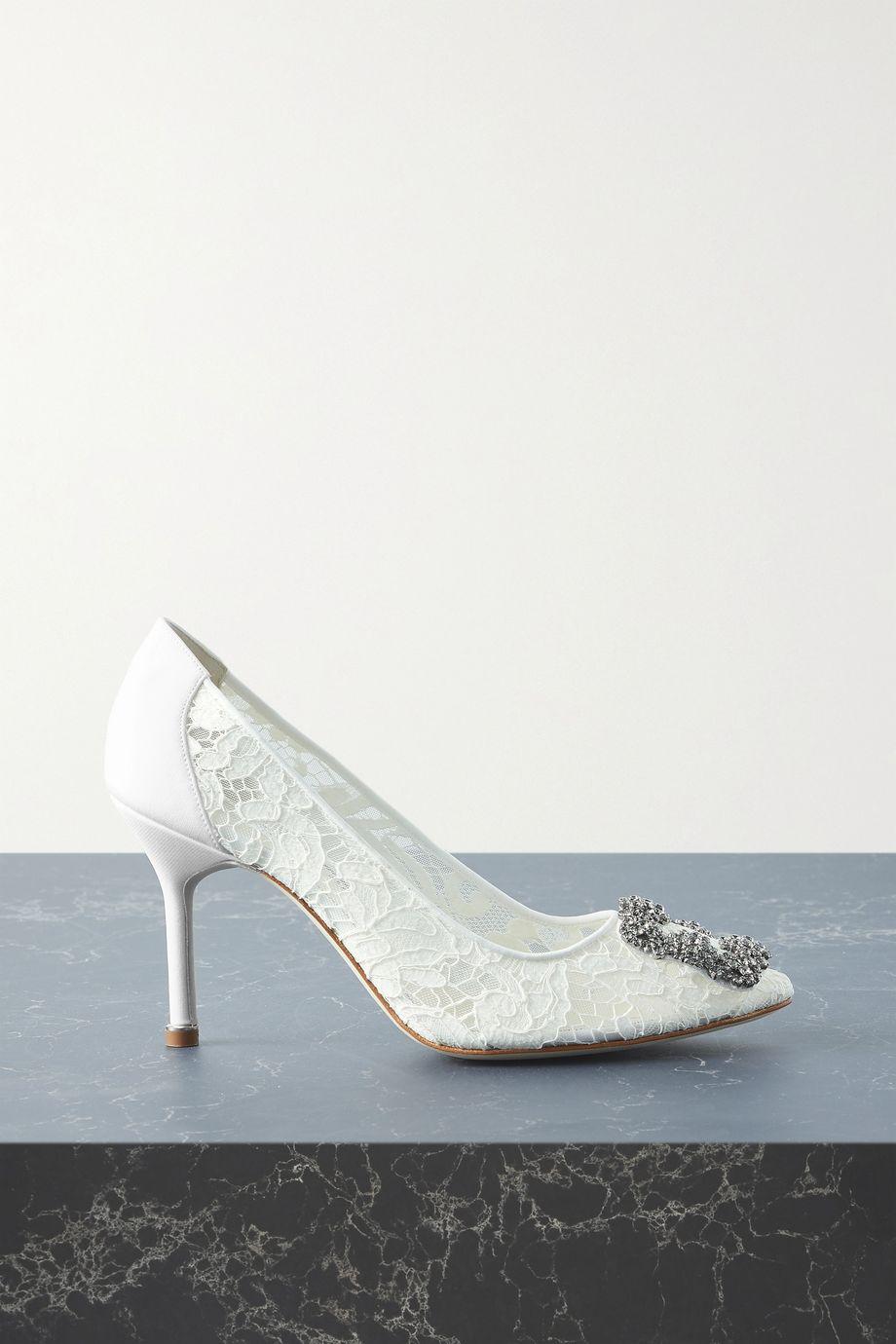 Hangisi 90 embellished corded lace pumps by MANOLO BLAHNIK