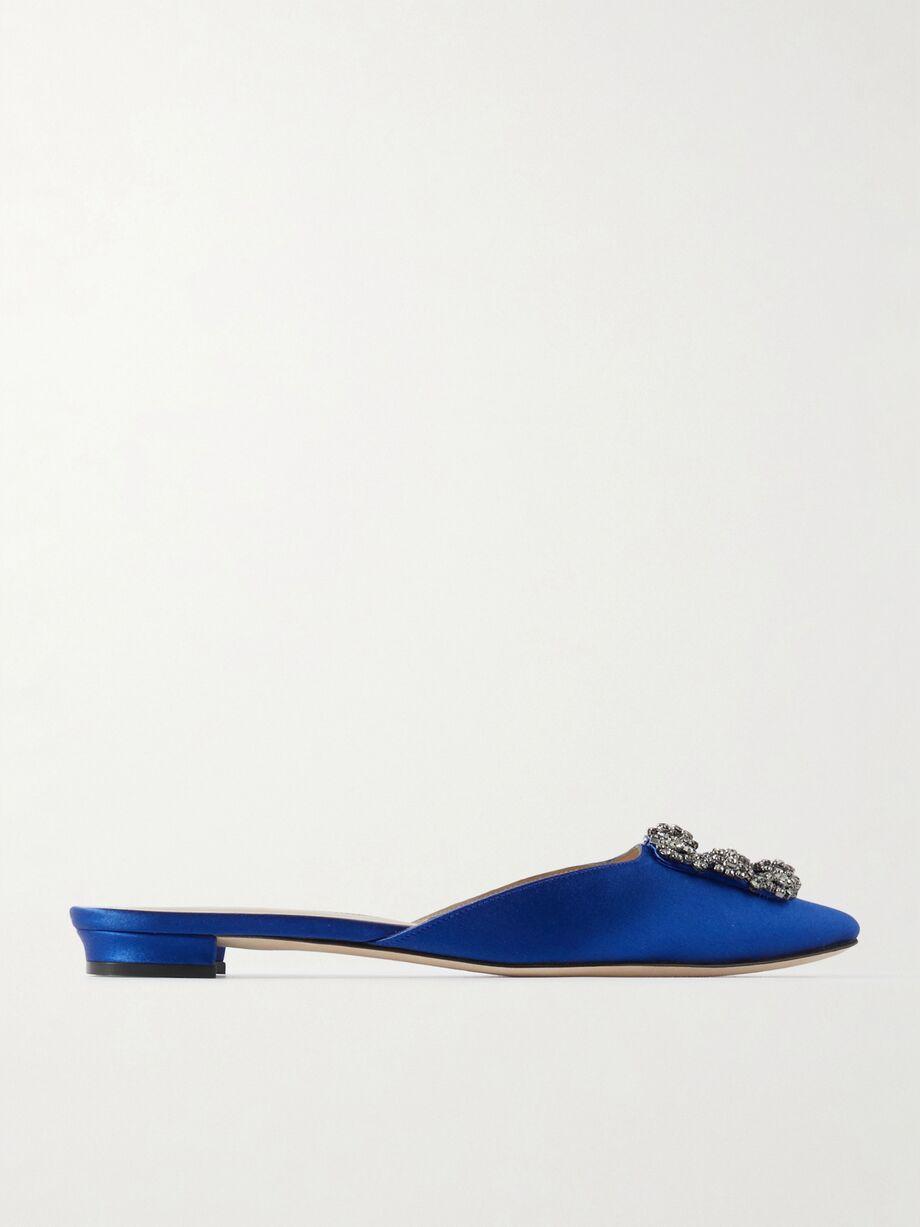Hangisi embellished satin slippers by MANOLO BLAHNIK