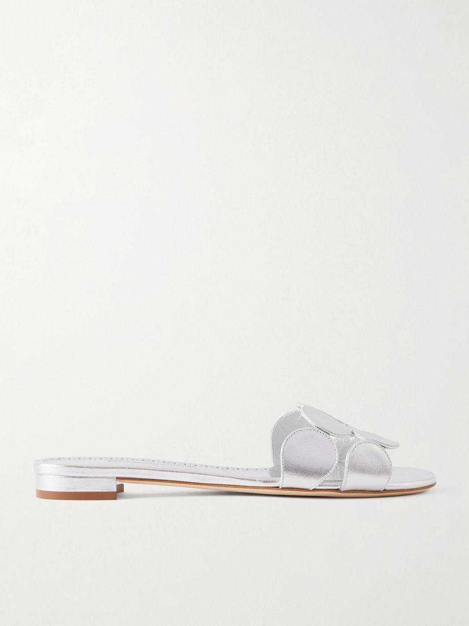 Haribalmu 10 cutout metallic-leather slides by MANOLO BLAHNIK