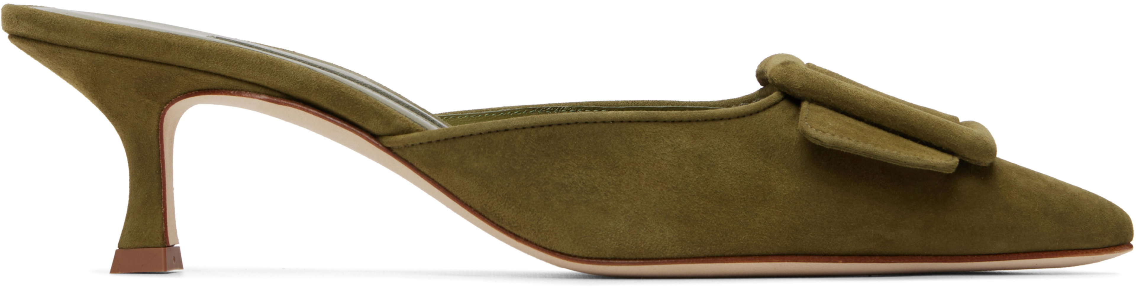 Khaki Maysale Heels by MANOLO BLAHNIK