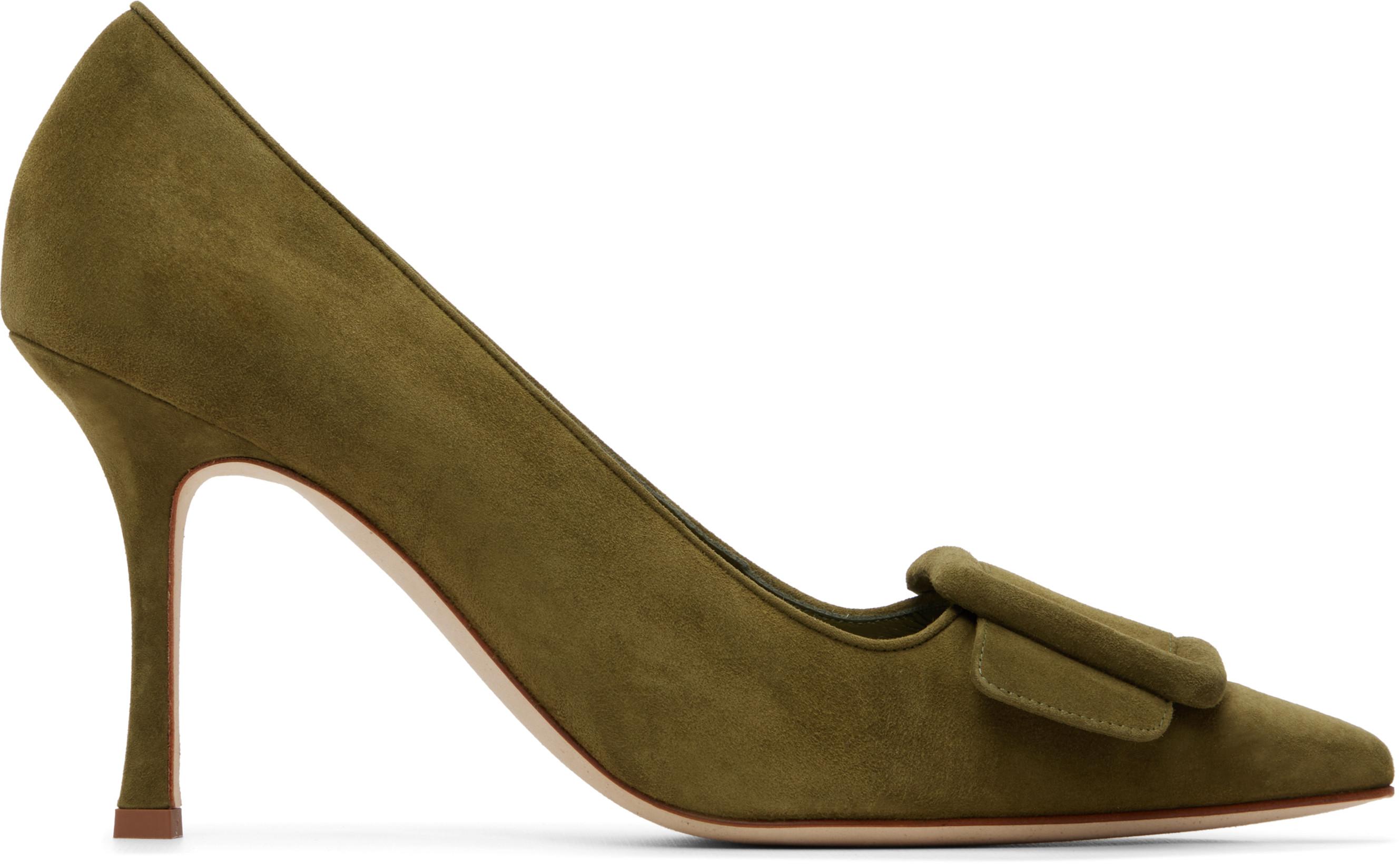 Khaki Maysalepump 90 Heels by MANOLO BLAHNIK