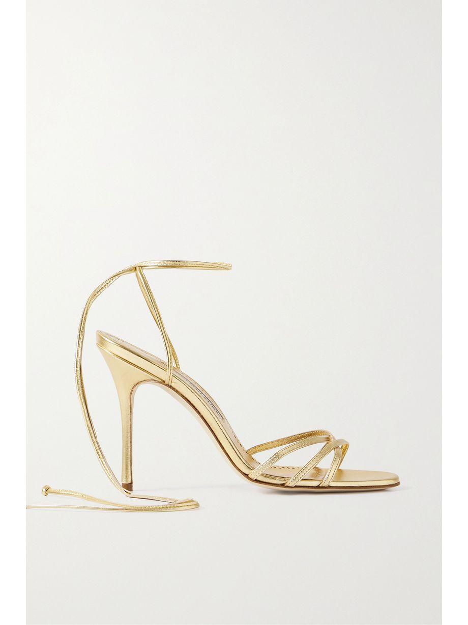 Leva 105 metallic leather sandals by MANOLO BLAHNIK