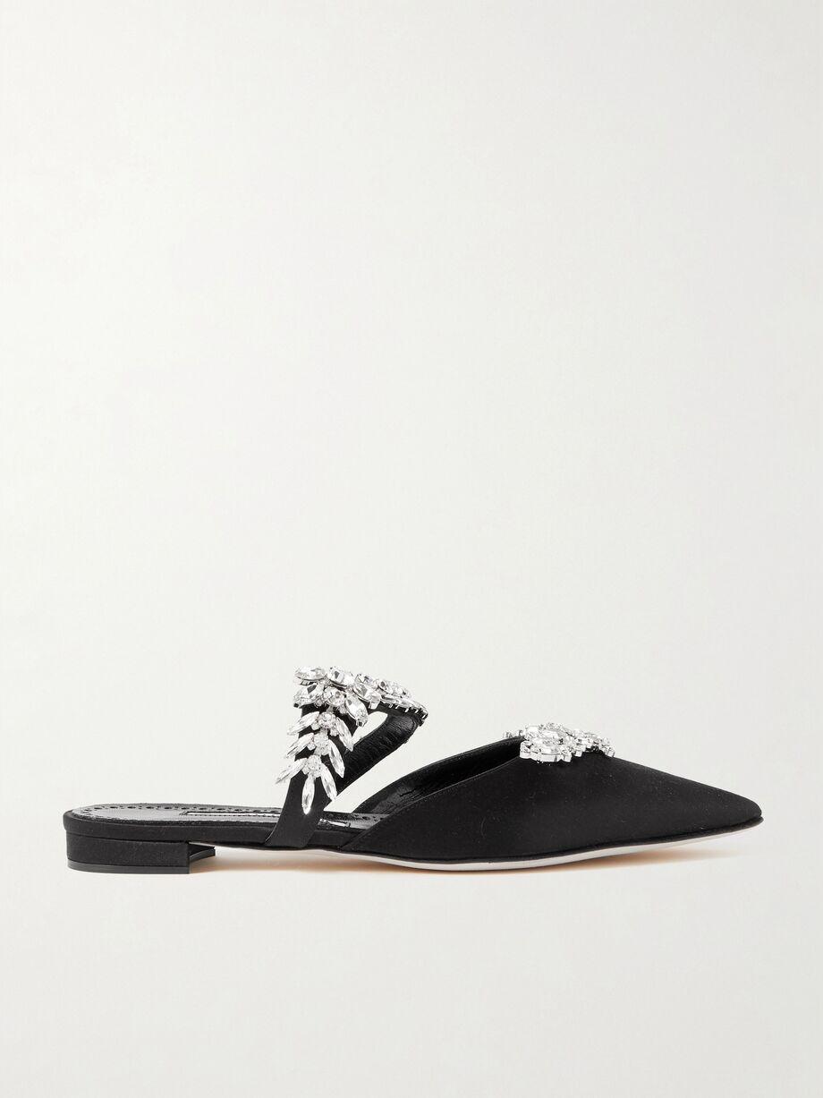 Lurum 45 crystal-embellished satin mules by MANOLO BLAHNIK