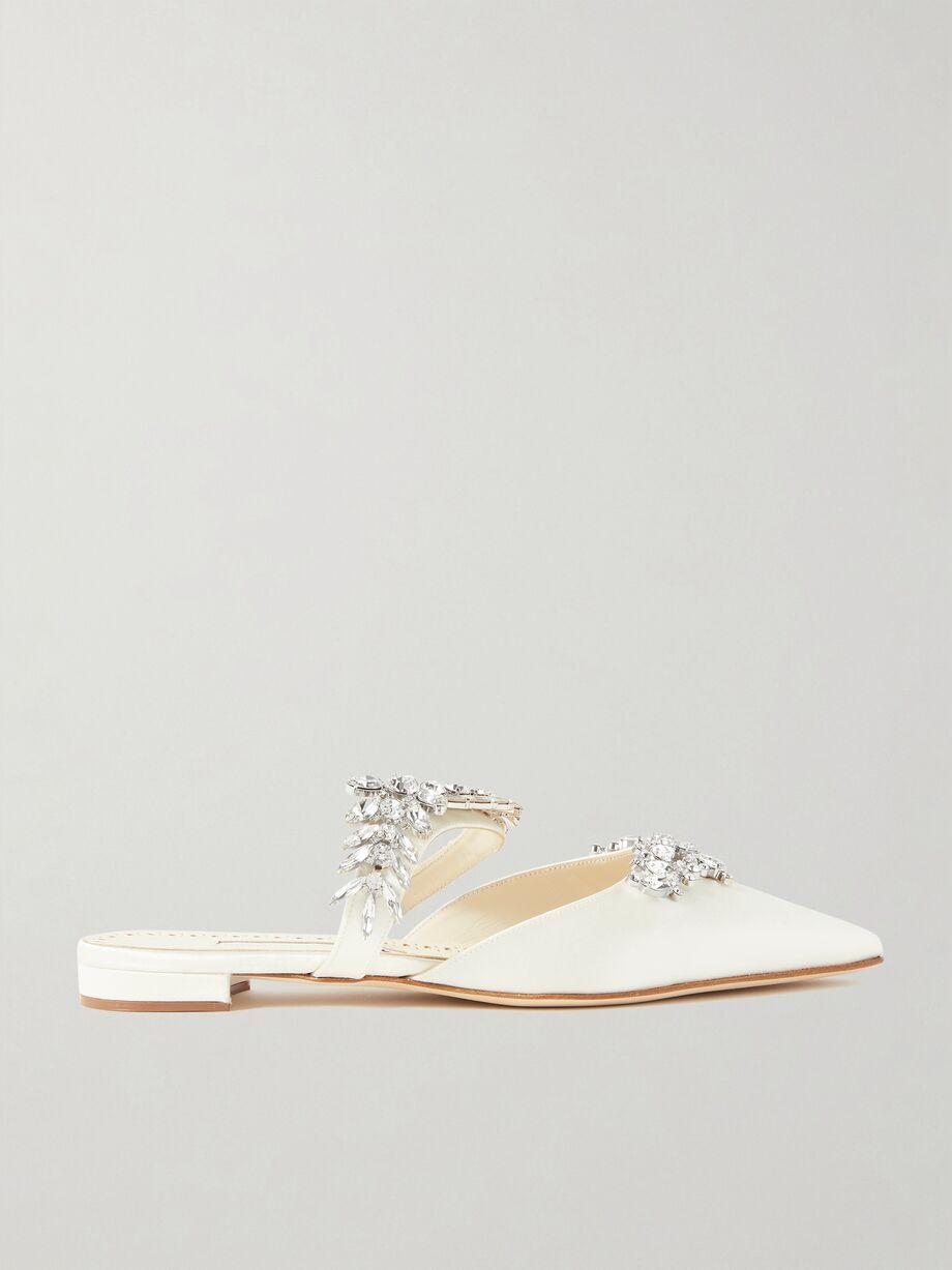 Lurum 45 crystal-embellished satin mules by MANOLO BLAHNIK