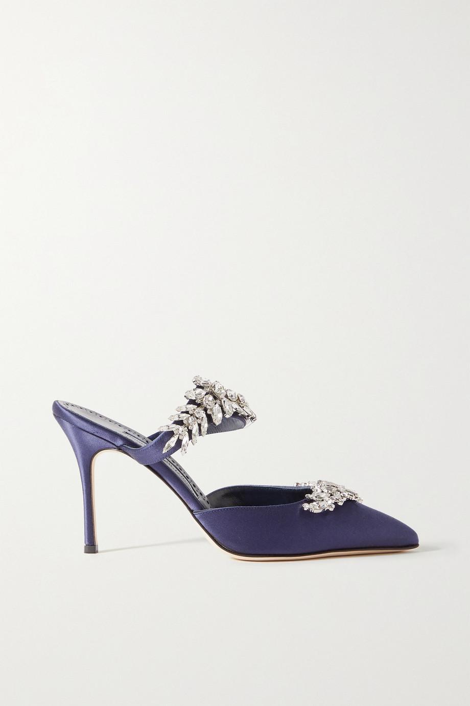 Lurum 90 crystal-embellished satin mules by MANOLO BLAHNIK