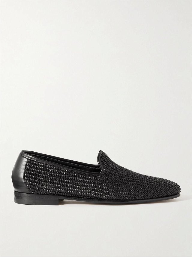 Mario Leather-Trimmed Raffia Loafers by MANOLO BLAHNIK | jellibeans