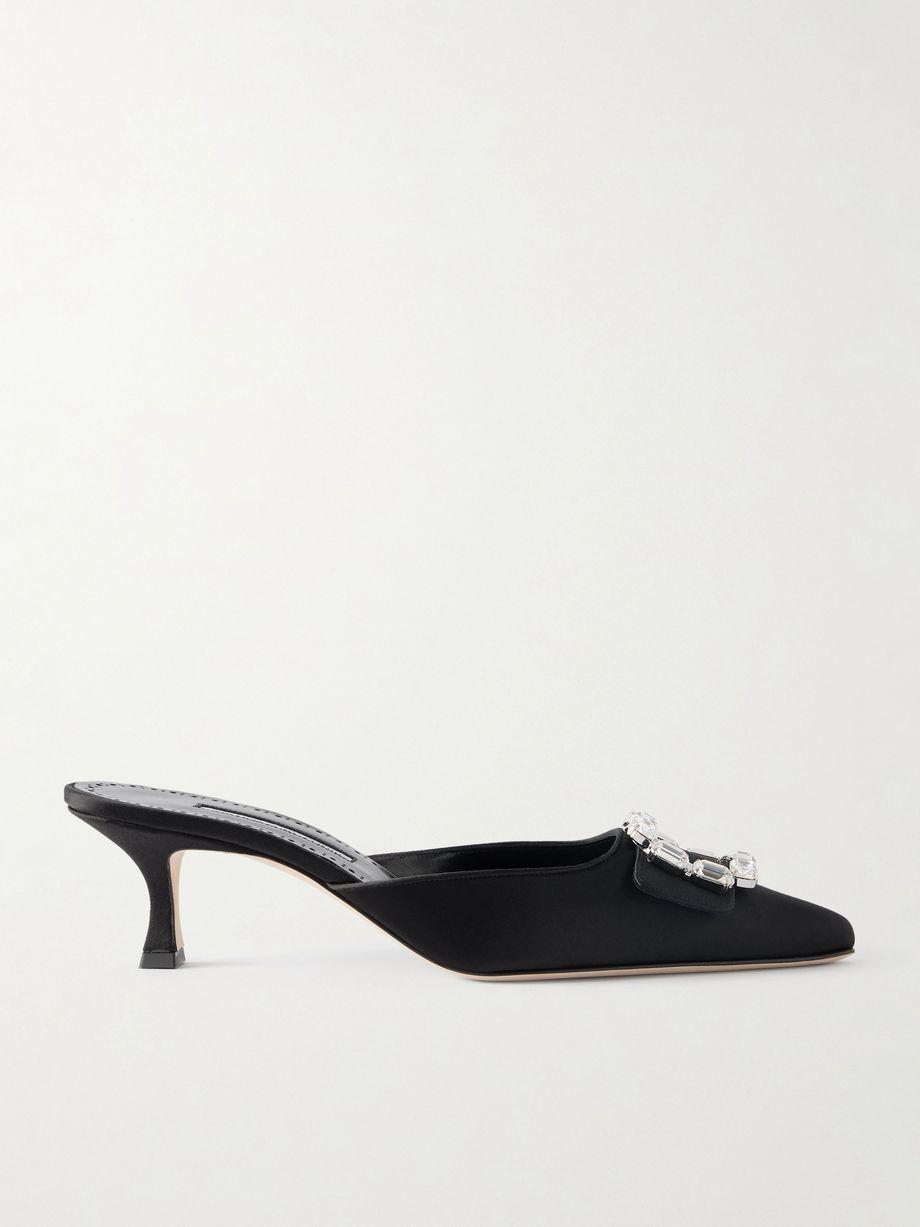 Mayjou 50 crystal-embellished satin mules by MANOLO BLAHNIK