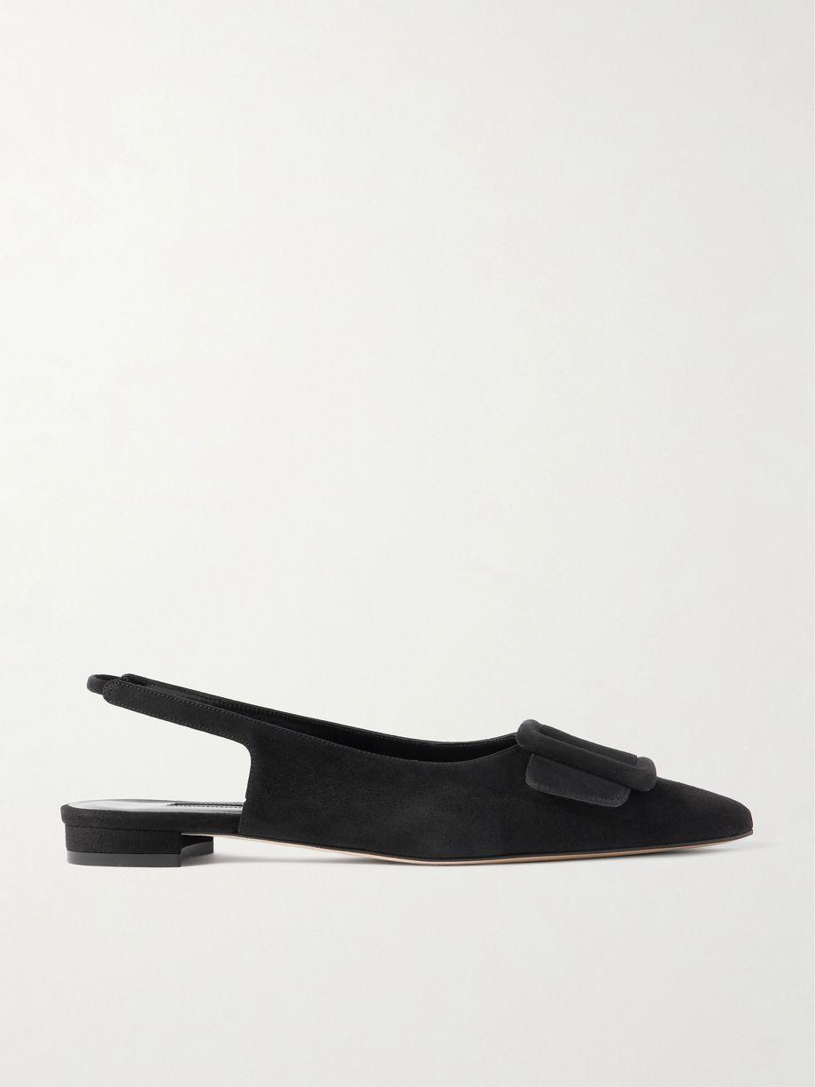 Maylura buckled suede slingback flats by MANOLO BLAHNIK