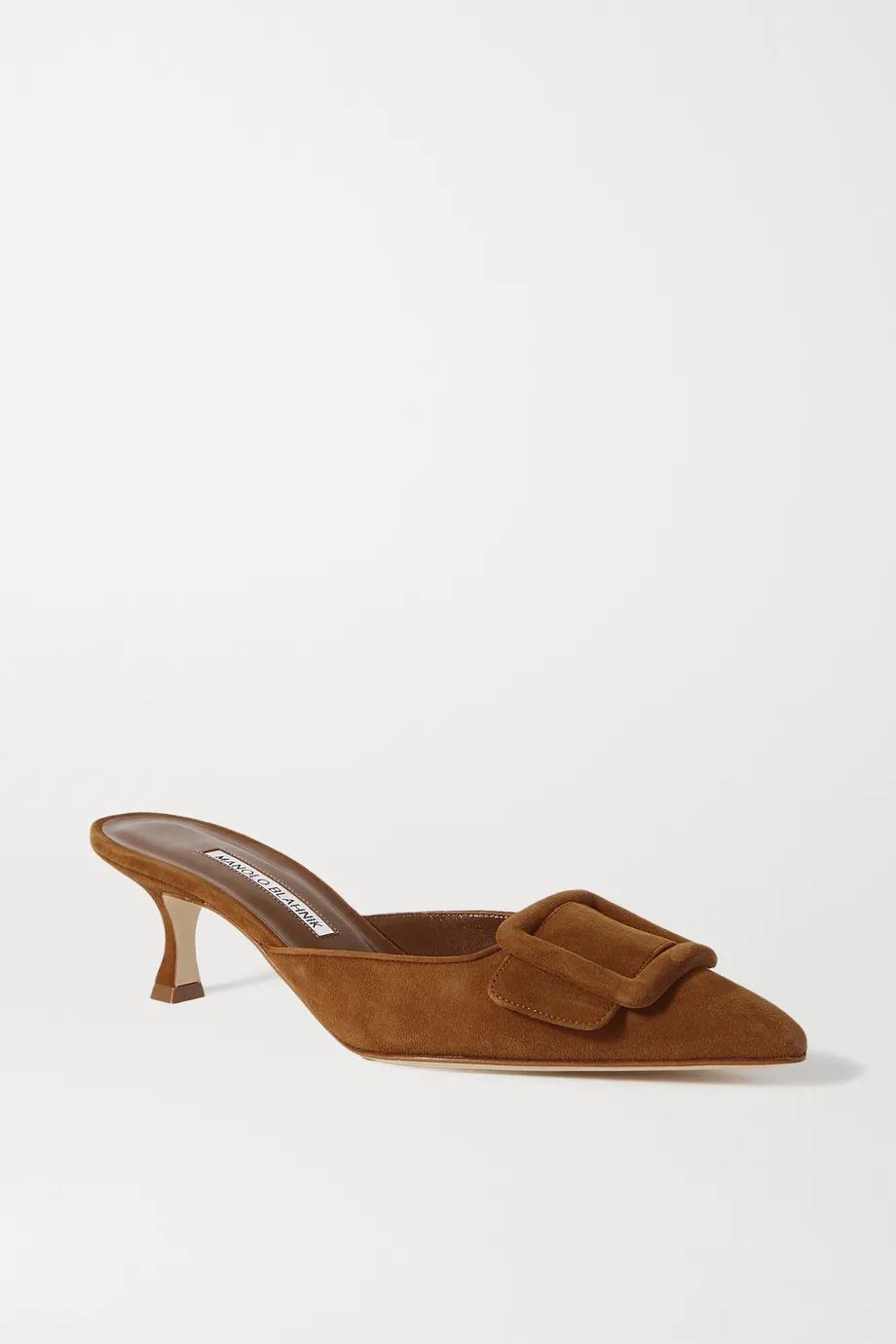Maysale 50 buckled suede mules by MANOLO BLAHNIK