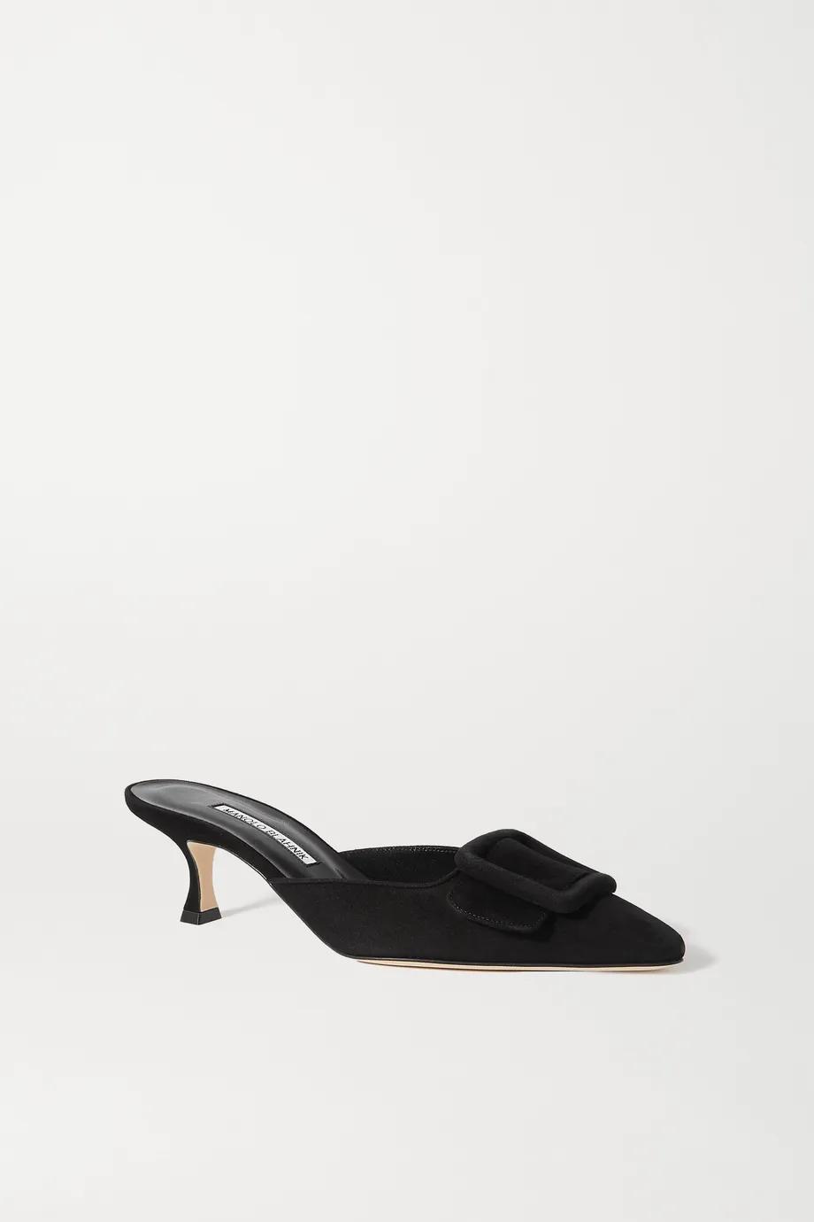 Maysale 50 buckled suede mules by MANOLO BLAHNIK