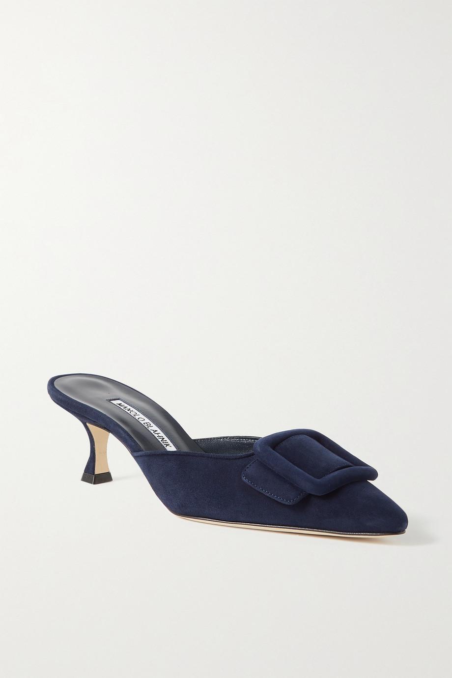 Maysale 50 buckled suede mules by MANOLO BLAHNIK