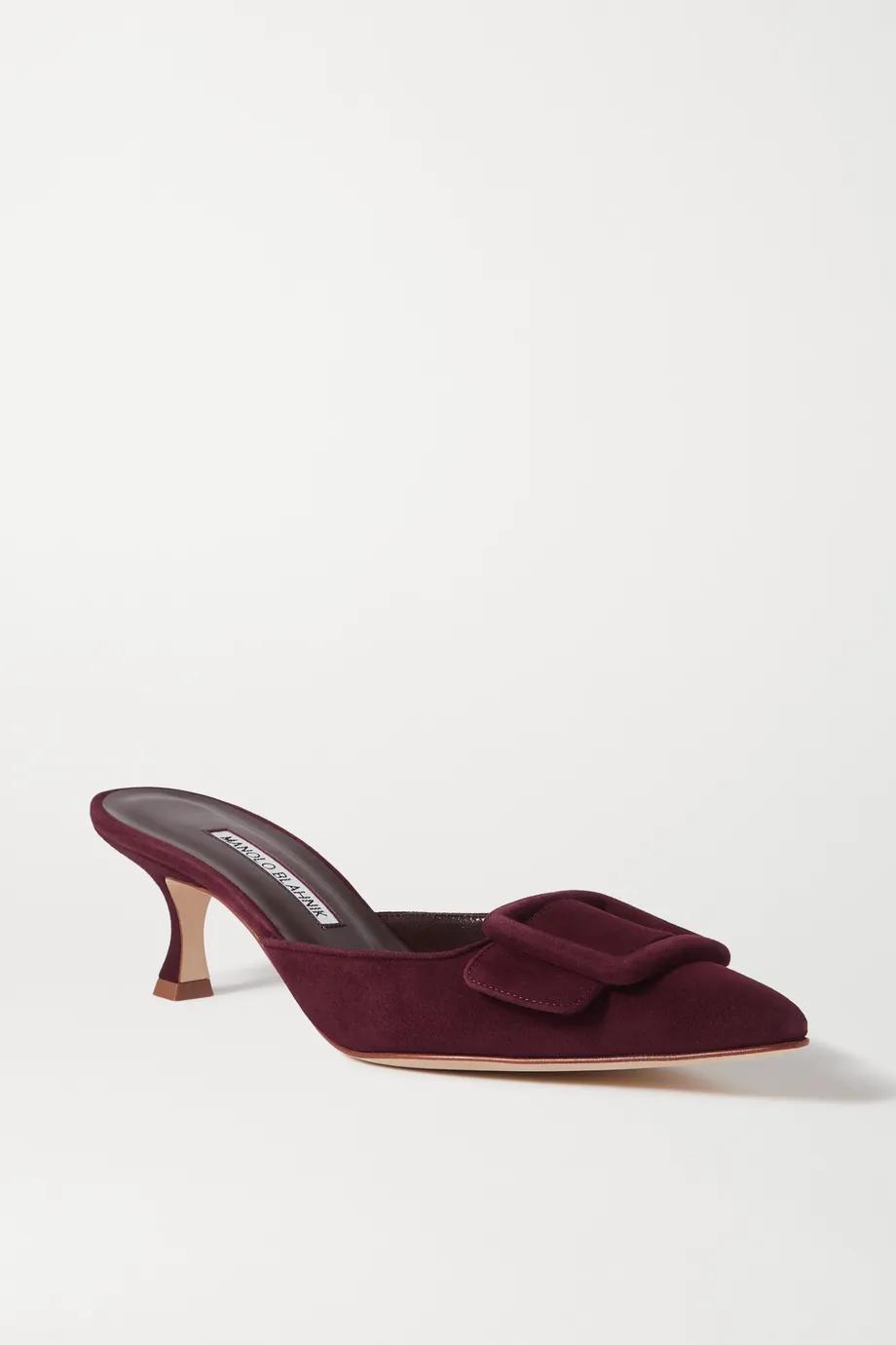 Maysale 50 buckled suede mules by MANOLO BLAHNIK