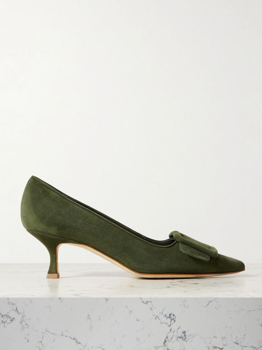 Maysale 50 buckled suede pumps by MANOLO BLAHNIK