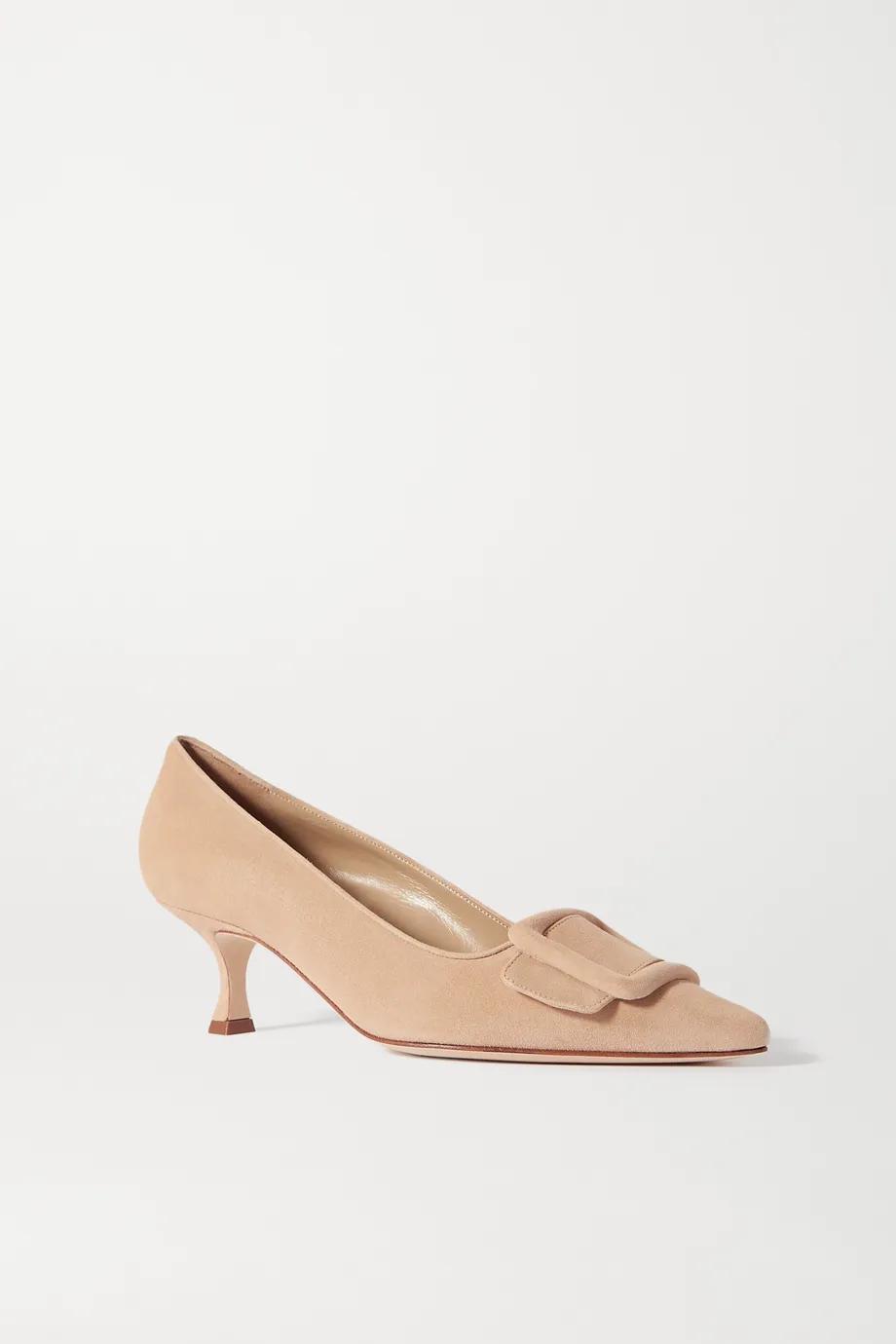 Maysale 50 buckled suede pumps by MANOLO BLAHNIK