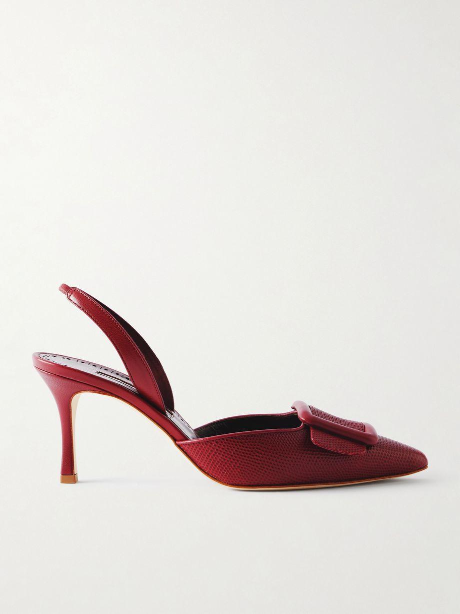 Mayslibi 70 lizard-effect leather slingback pumps by MANOLO BLAHNIK