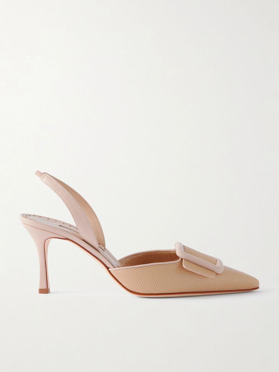 Mayslibi 70 lizard-effect leather slingback pumps by MANOLO BLAHNIK