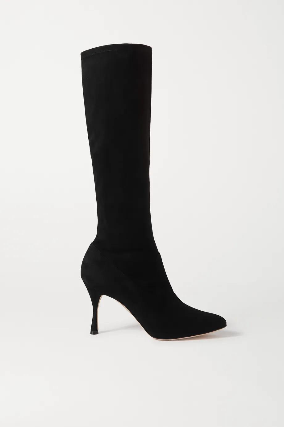 Pamfilo 90 stretch-suede knee boots by MANOLO BLAHNIK
