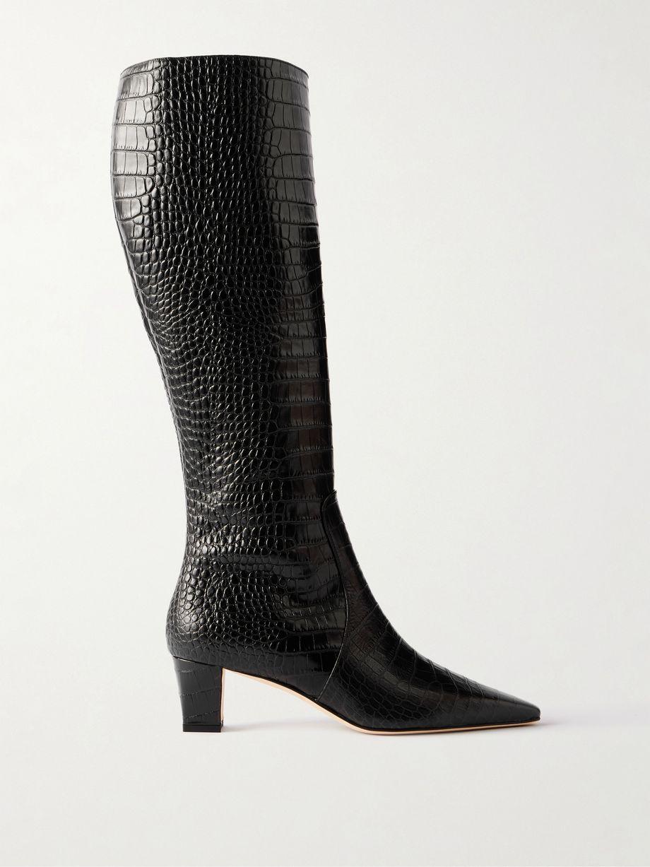 Penelope 50 croc-effect leather knee boots by MANOLO BLAHNIK
