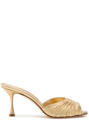 Pirua 70 metallic nappa mules by MANOLO BLAHNIK