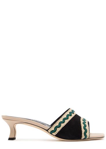 Pop Altra 50 suede and leather sandals by MANOLO BLAHNIK