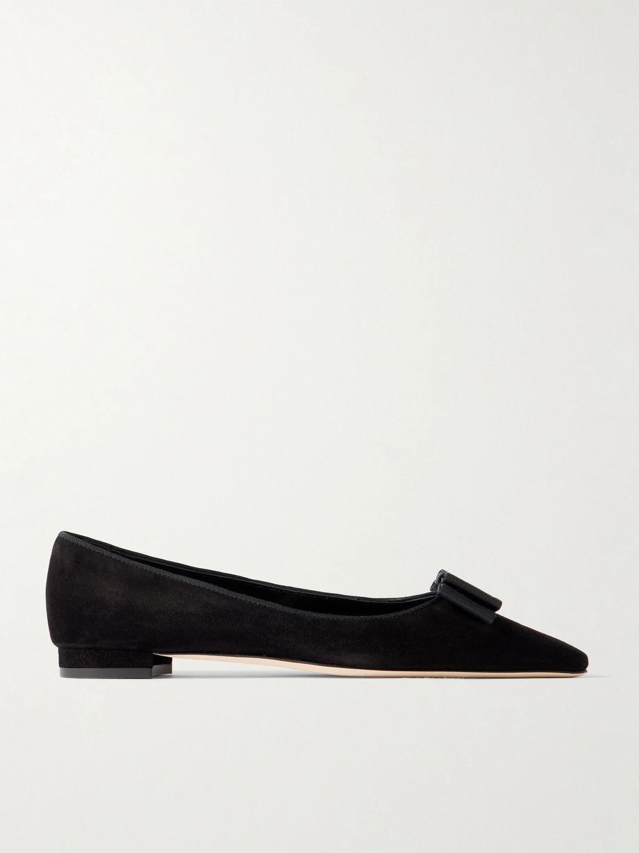 Reador 10 bow-detailed suede point-toe flats by MANOLO BLAHNIK