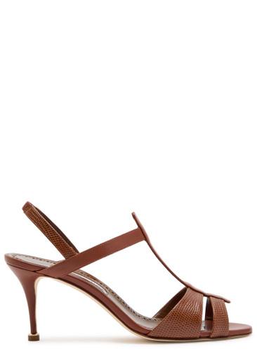 Retauxlo 70 lizard-effect leather slingback pumps by MANOLO BLAHNIK