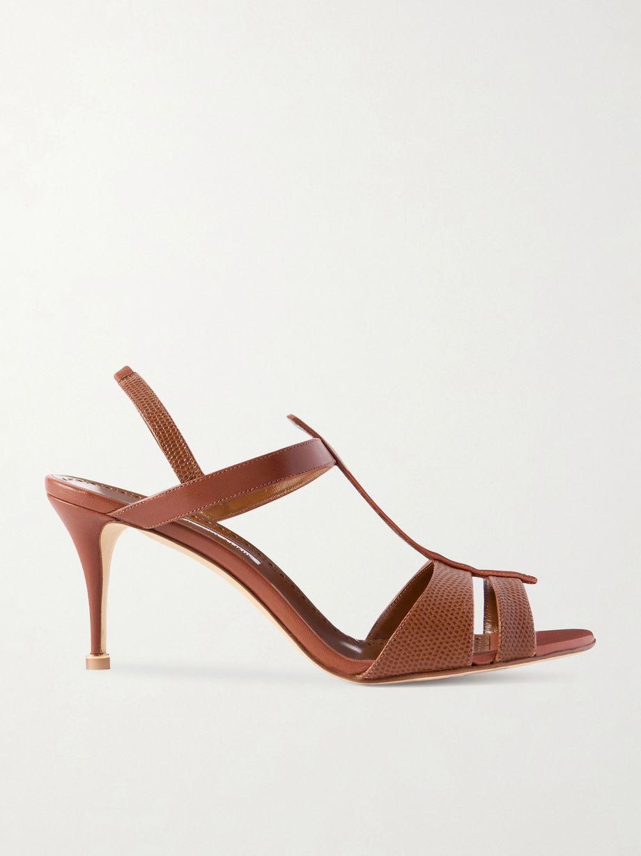 Retauxlo 70 lizard-effect leather slingback sandals by MANOLO BLAHNIK