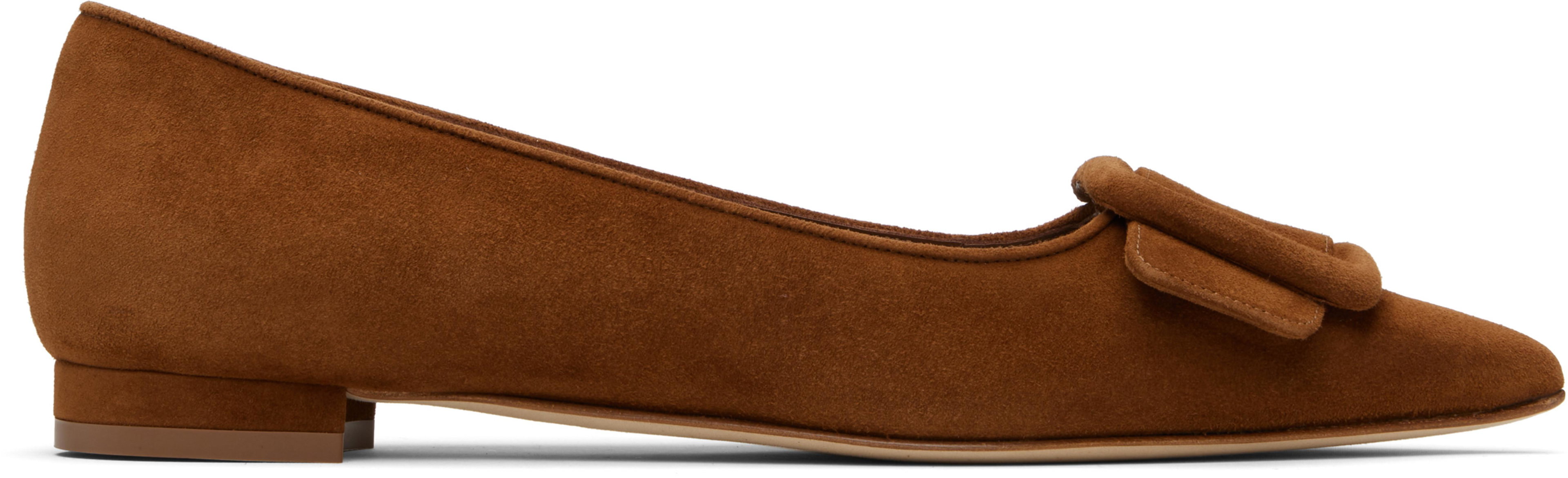 Tan Maysale Pump Ballerina Flats by MANOLO BLAHNIK