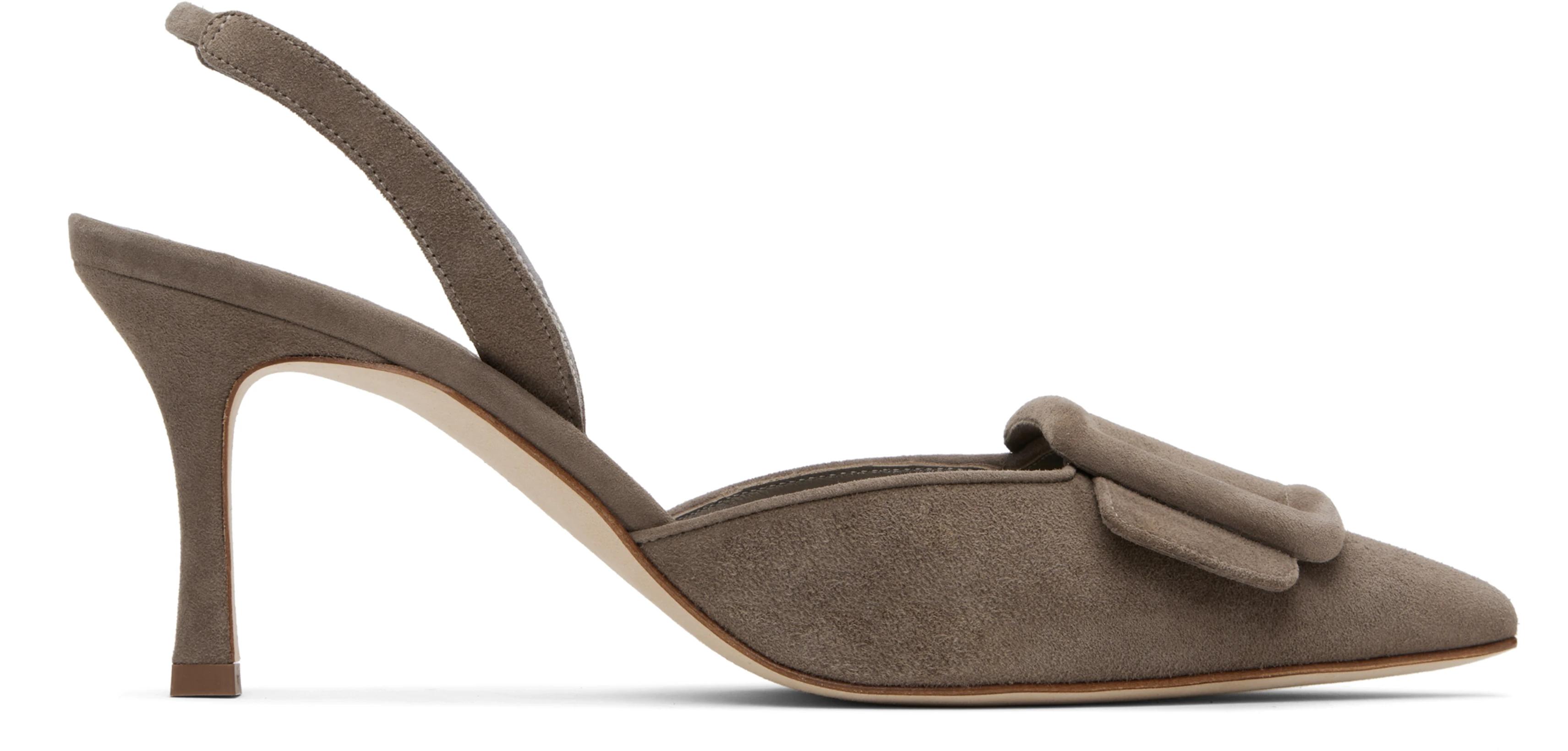 Taupe Maysli Heeled Sandals by MANOLO BLAHNIK