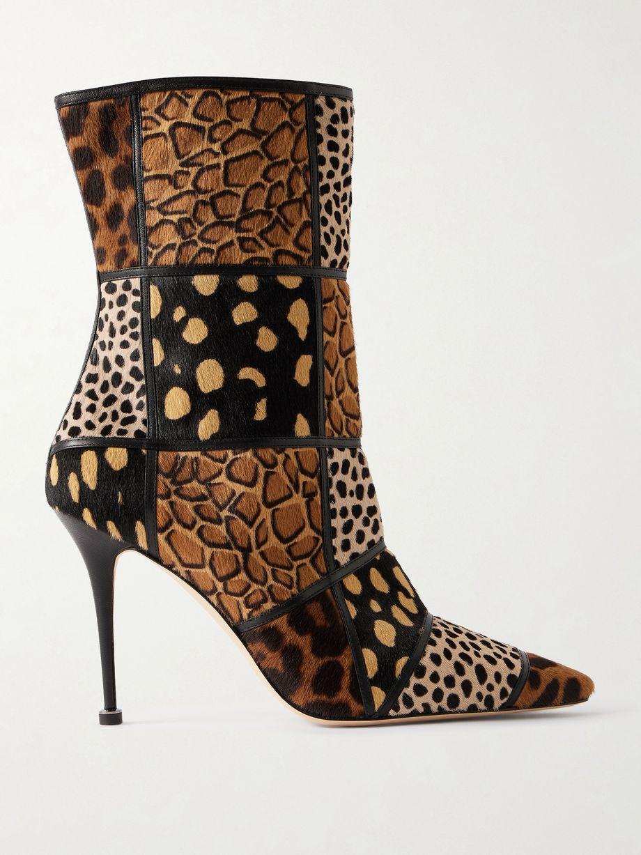 Trulona 50 leather-trimmed patchwork animal-print calf hair ankle boots by MANOLO BLAHNIK