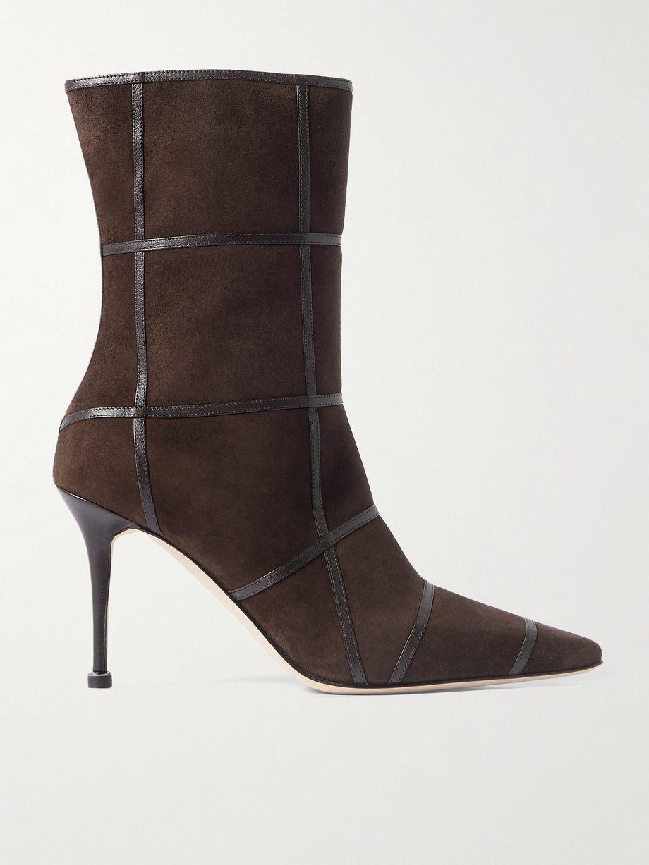 Trulonapla 90 leather-trimmed suede ankle boots by MANOLO BLAHNIK