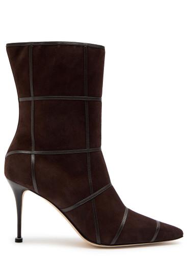 Trulonapla 90 panelled suede mid-calf boots by MANOLO BLAHNIK