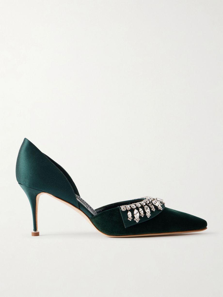 Tulidor 70 crystal-embellished velvet pumps by MANOLO BLAHNIK