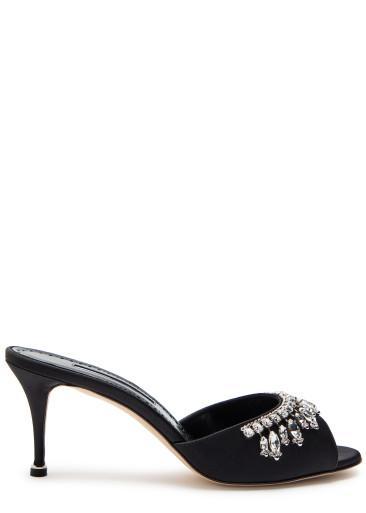 Tulimu 70 crystal-embellished satin mules by MANOLO BLAHNIK