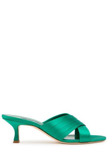 Vieramul 50 cross-over satin mules by MANOLO BLAHNIK
