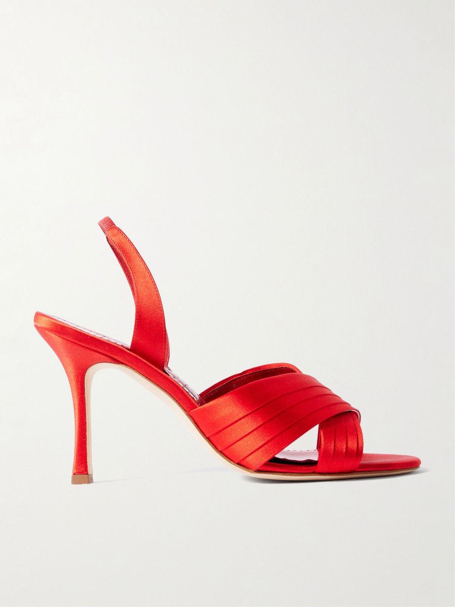 Vierasan 90 pintucked satin slingback sandals by MANOLO BLAHNIK