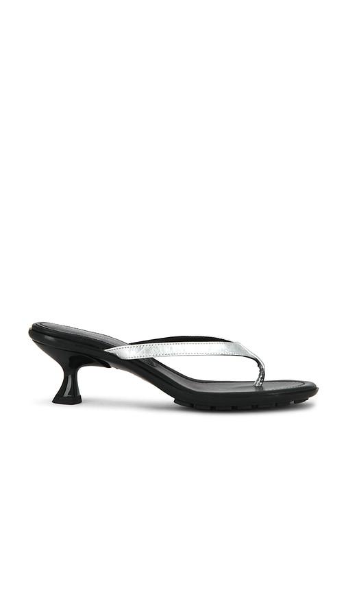 Mansur Gavriel Mari Sandal in Metallic Silver,Black by MANSUR GAVRIEL