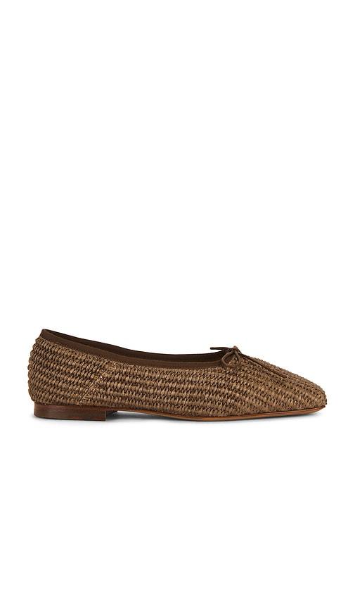 Mansur Gavriel Square Toe Ballerina in Brown by MANSUR GAVRIEL