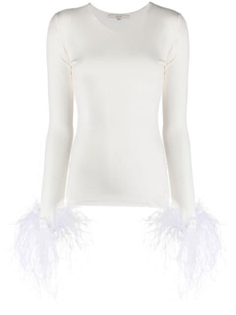 Elektra feather-trim stretch blouse by MANURI
