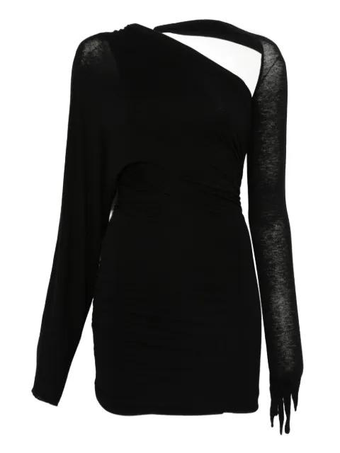 Noki asymmetric-neckline glove-sleeve mini dress by MANURI