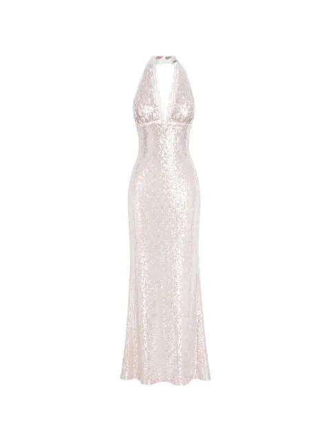 Pixie sequin-embellished lace-trim long dress by MANURI