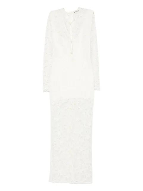 Sage lace long-sleeve maxi dress by MANURI