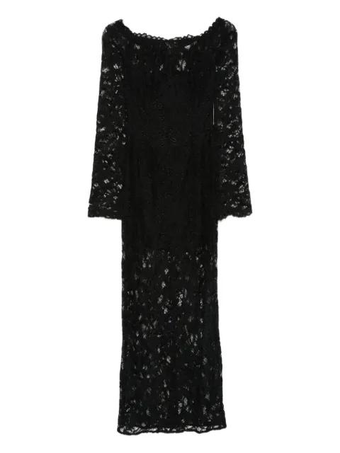 lace-embellished boat-neck maxi dress by MANURI