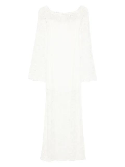 lace-embellished long-sleeve midi dress by MANURI