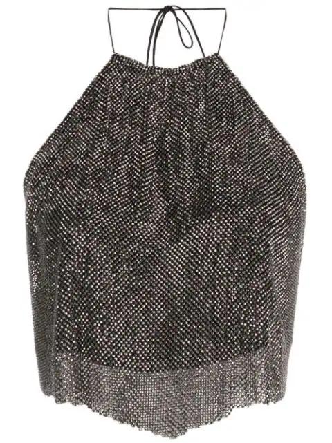 metallic halterneck backless blouse by MANURI