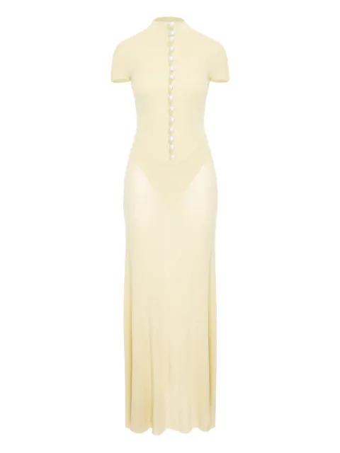 mock-neck maxi dress by MANURI