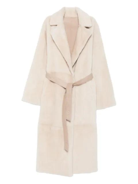 lamb-shearling belted coat by MANZONI 24