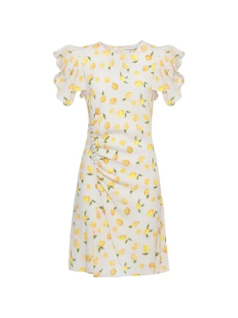Karin lemon-print ruched mini dress by MAR DE MARGARITAS