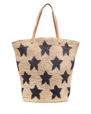 Estrella Extra Large Star Print Raffia Tote Bag by MAR Y SOL