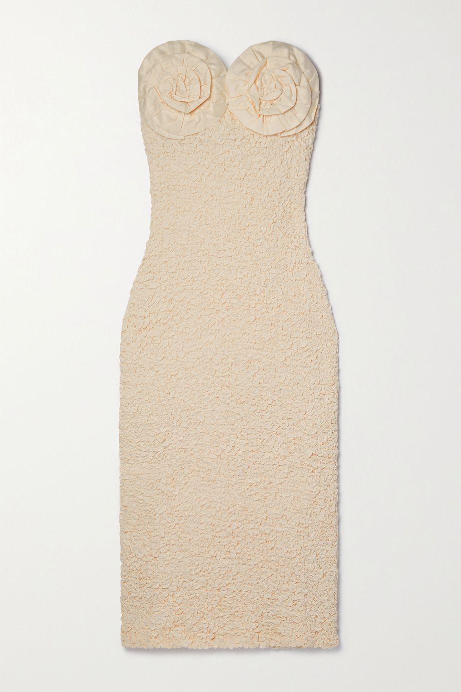 Mona strapless ruffled organic cotton-cloqué midi dress by MARA HOFFMAN Mona strapless ruffled organic cotton-cloqué midi dress by MARA HOFFMAN